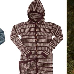 Miou Raya Coat 100% Baby Alpaca Artisan Hand Knit in Peru